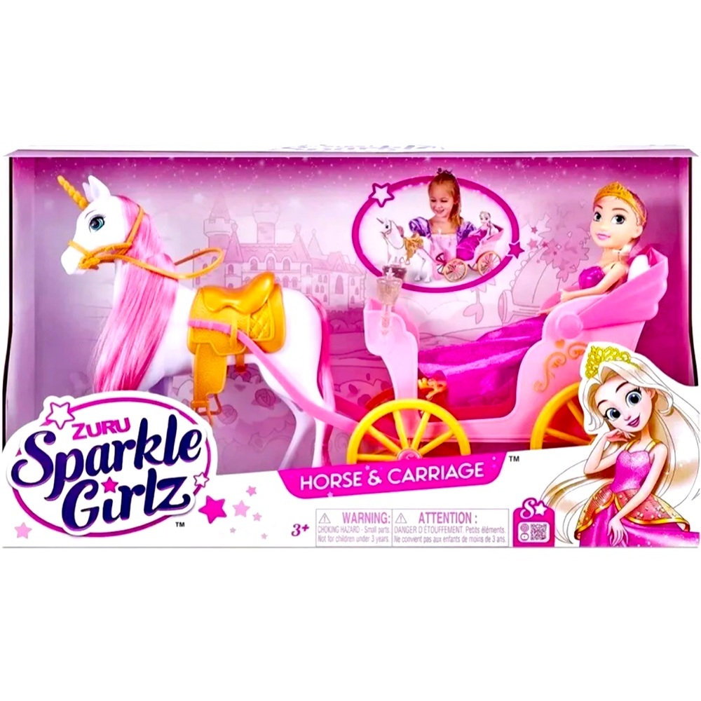 Zuru Sparkle Girlz Big Princess Doll And Unicorn Horse & Carriage - NEW In Box
